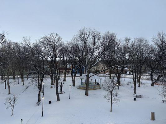 View of the plaza from our hotel room.