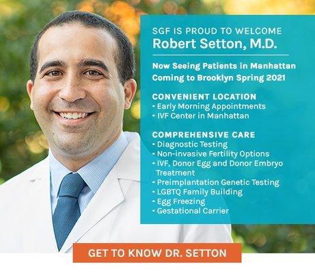 SGFNY welcomes Dr. Robert Setton to their team of fertility specialists!