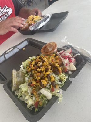 Rice, beans, corn salsa bowl