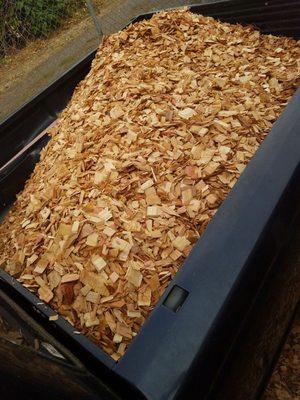 1 yard of cedar chips for where our dogs run.