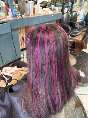 Dark pink highlights