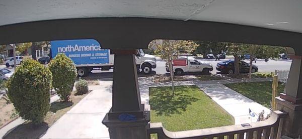 Moving van blocking driveway