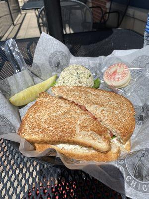 Fruity nutty sandwich and lemon basil side scoop