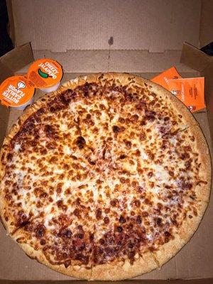 Hot & Ready Cheese Pizza and 2 for $1 sauces ! Total $6.05