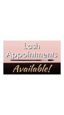 Lash appointments available!