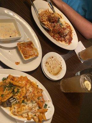 Baked Ziti Napolitano and Spaghetti with Sunday Gravy