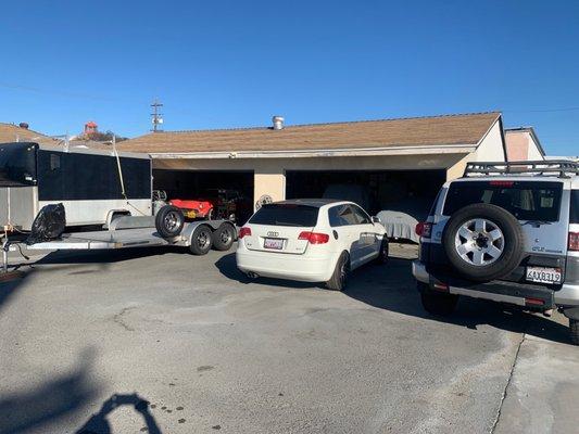 Double garage indoor storage.