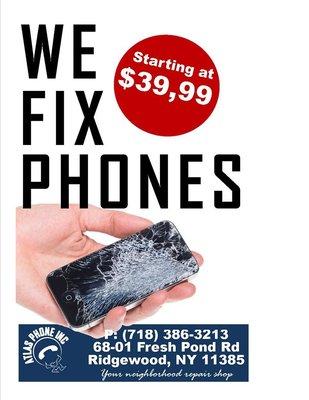 Our #1 Specialty is Cell Phone/Tablet/Game Console Repair located right here in Queens, New York!