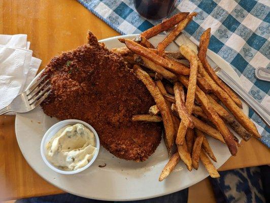 Schnitzel with lemon caper aioli