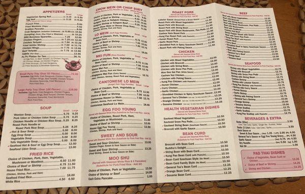 Updated menu