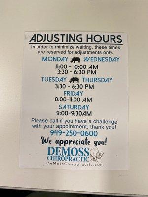 Adjusting Hours for the week