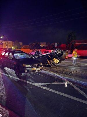 Uninsured Driver flipped the rental car over, SAFI rents cars to people without insurance.