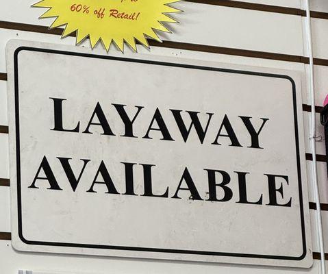 Layaway available