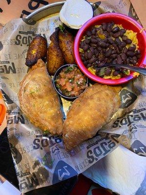 Beef Empanadas, Sweet Plantains & Black Beans and Rice