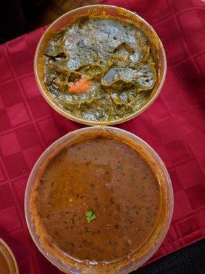 Saag chicken, daal