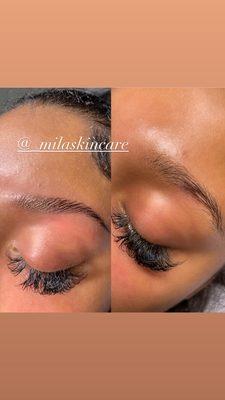 Eyebrow shaping with lamination and tint