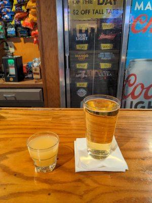 $2 beer and $1 mystery shot