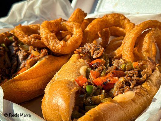 Philly Cheesesteak with Onion Rings