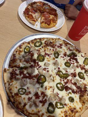 Custom pizza and Pepperoni Pizza