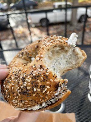 Everything Bagel with Garlic cream cheese