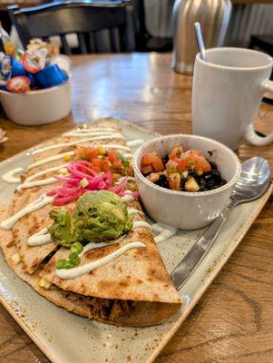 Carnitas breakfast quesadilla