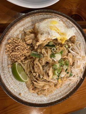 Chicken Pad Thai with a side of Fried Egg