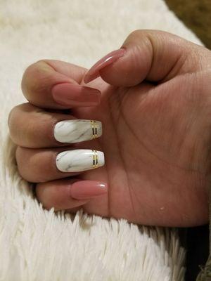 Coffin shape, marble design and gel polish!