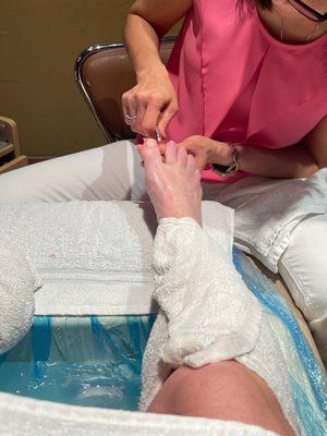 Hannah does an excellent pedicure!