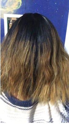 I am traumatized. I paid $140 & even gave a $25 tip. Didn't see the back until I went home to examine my entire head. Went for "Ombré" look