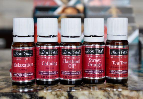 We carry a wide variety of Bon Vital essential oils.