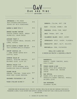 Bar kitchen menu