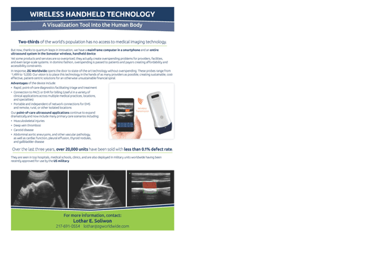 Low-cost Handheld Ultrasound Medical Devices Available at ZG Worldwide