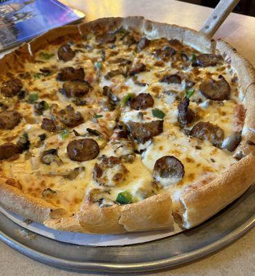 Italian sausage with mushrooms, onions & green peppers