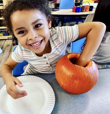 How many seeds are inside one pumpkin? Let's find out.