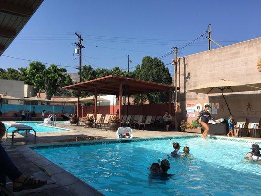 2 pools and plenty of seats and shade for moms and dads.