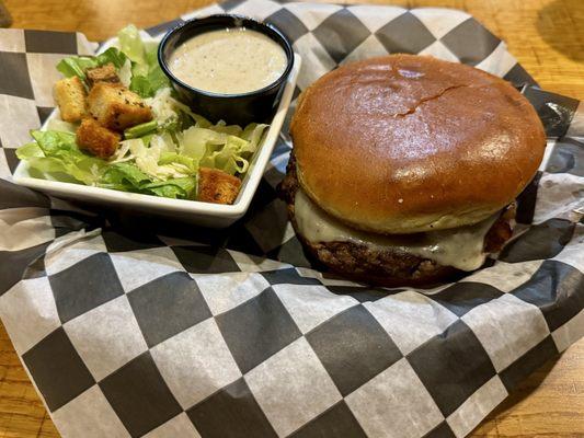 Swiss mushroom burger