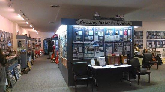 Display of collages, exhibits, and artifacts.