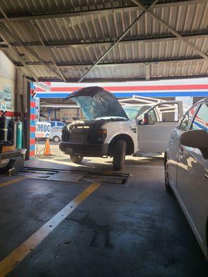 Getting the smog check for the company truck.