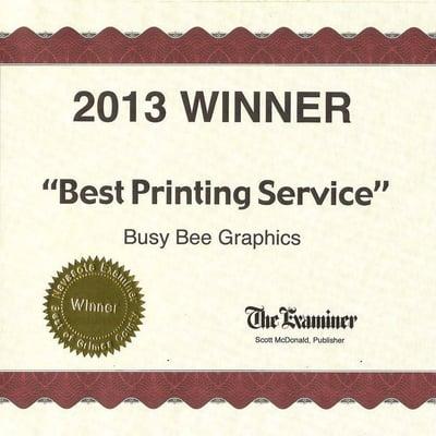 Winner of "Best Printing Service" 2013 Best of Grimes County