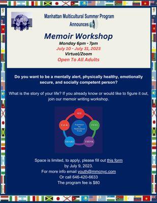 Adults Memoir Workshop Flyer