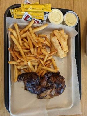 1/2 Chicken with Dark meat and Breast with Fries and Fried Yucca