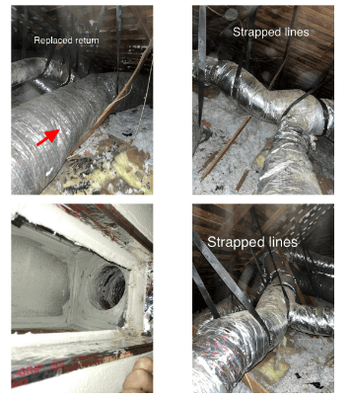 Fixed and sealed duct work