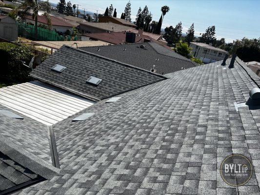 GAF Timberline HDZ shingle re-roof with full golden pledge warranty in Los Angeles, CA.