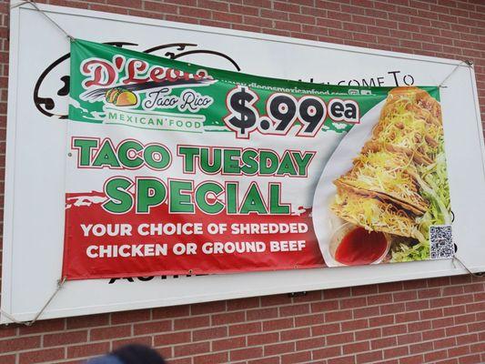 99 cents Taco Tuesday Special !