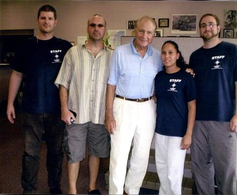 Babe Parilli, former New England Patriots quarter back, visits Phil Garofalo and staff North South Physical Therapy Broadway PT.