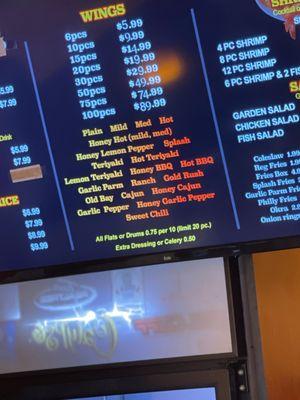 Menu prices & flavors