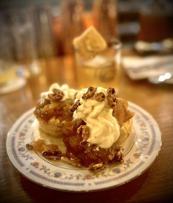 Betty's Baked Biscuits with stewed apples.