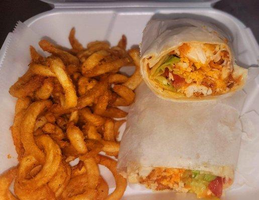 Buffalo Wrap & Curly fris