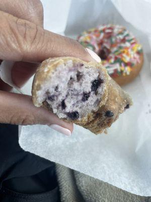 Woah. Blueberry donut blowin my mind. Go get it, asap. 3 donuts. Nice lady threw in 3 holes. $5.40