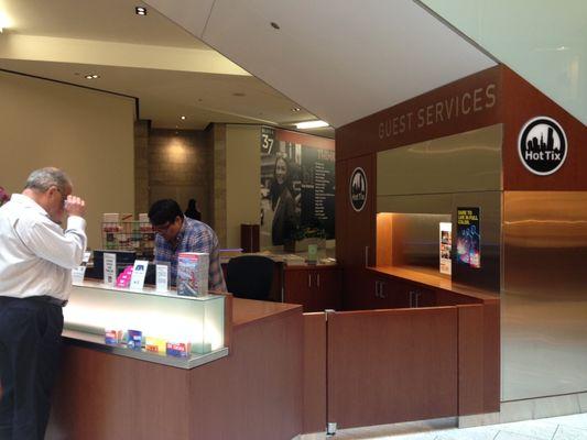 The Hot Tix location inside Block 37 is at the First Floor Guest Services desk in the middle of the shopping center.